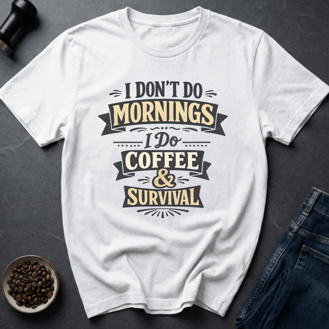 Coffee graphic Coffee & Survival T-Shirt in by Caffeine Dept
