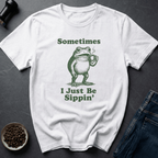 Coffee graphic Sippin Frog T-Shirt in by Caffeine Dept