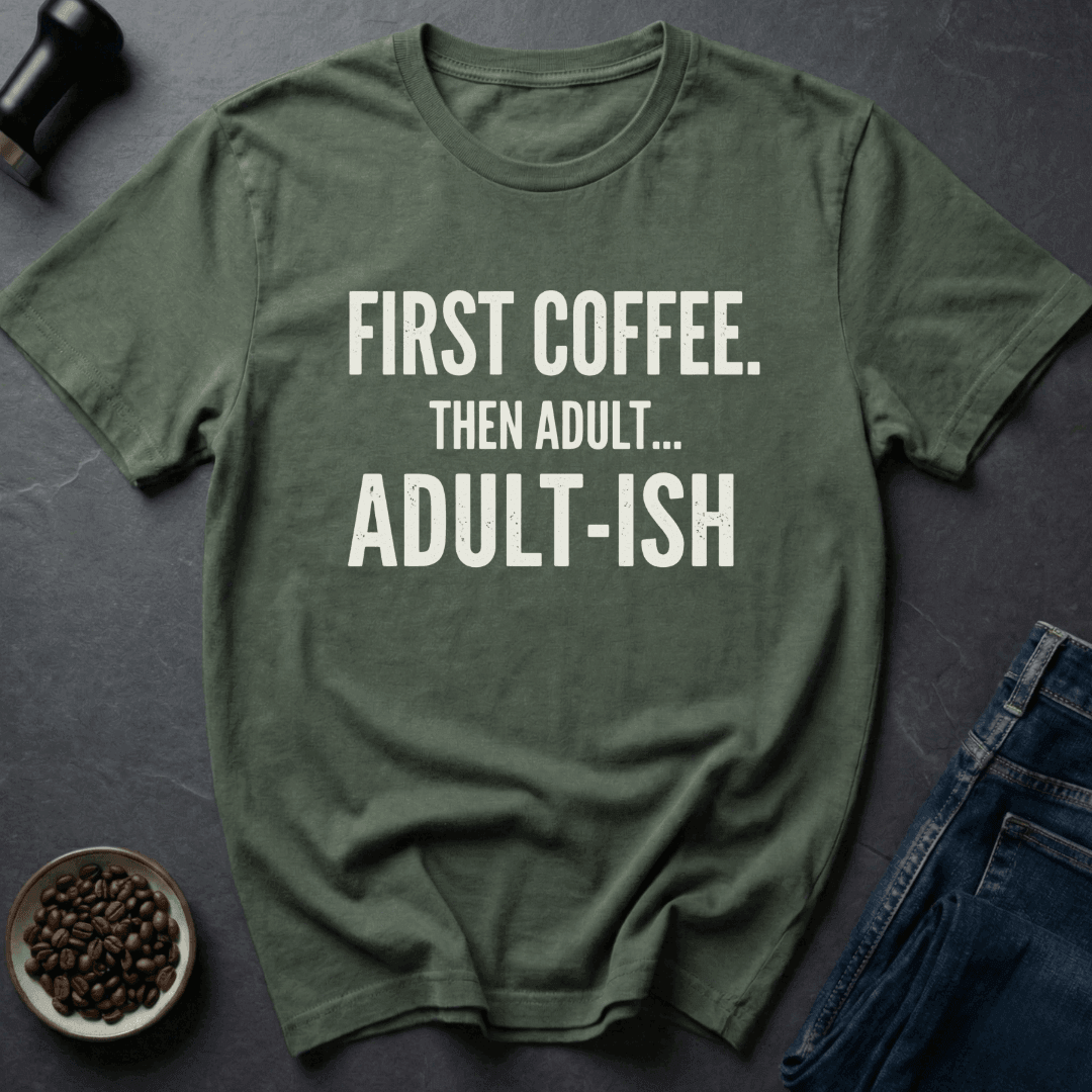 Coffee graphic Adult-ish Mode T-Shirt in Black / S by Caffeine Dept