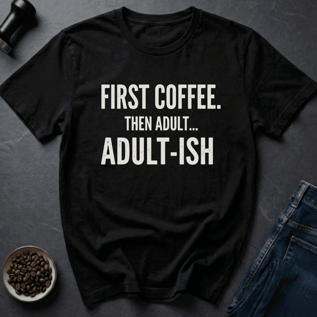 Coffee graphic Adult-ish Mode T-Shirt in Black / S by Caffeine Dept