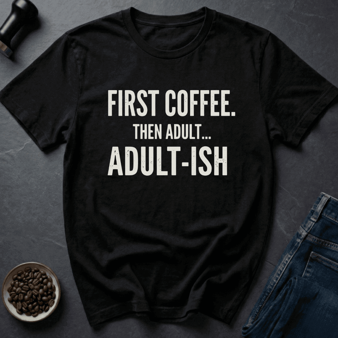 Coffee graphic Adult-ish Mode T-Shirt in Black / S by Caffeine Dept