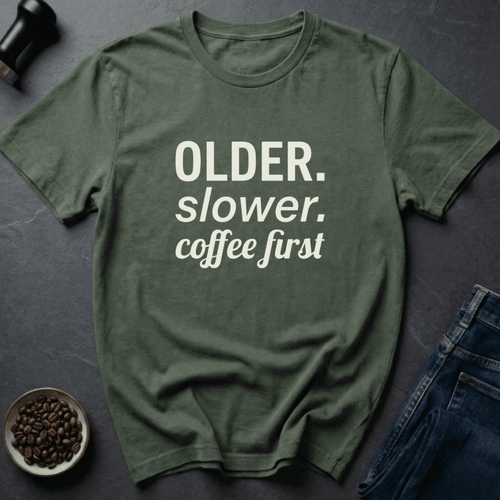Coffee graphic Aging Fuel T-Shirt in Military Green / S by Caffeine Dept