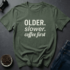 Coffee graphic Aging Fuel T-Shirt in Military Green / S by Caffeine Dept