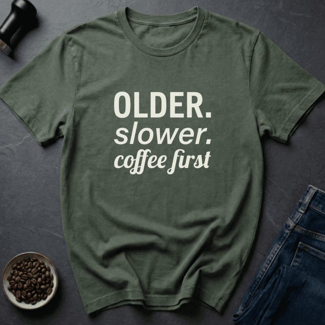 Coffee graphic Aging Fuel T-Shirt in Military Green / S by Caffeine Dept
