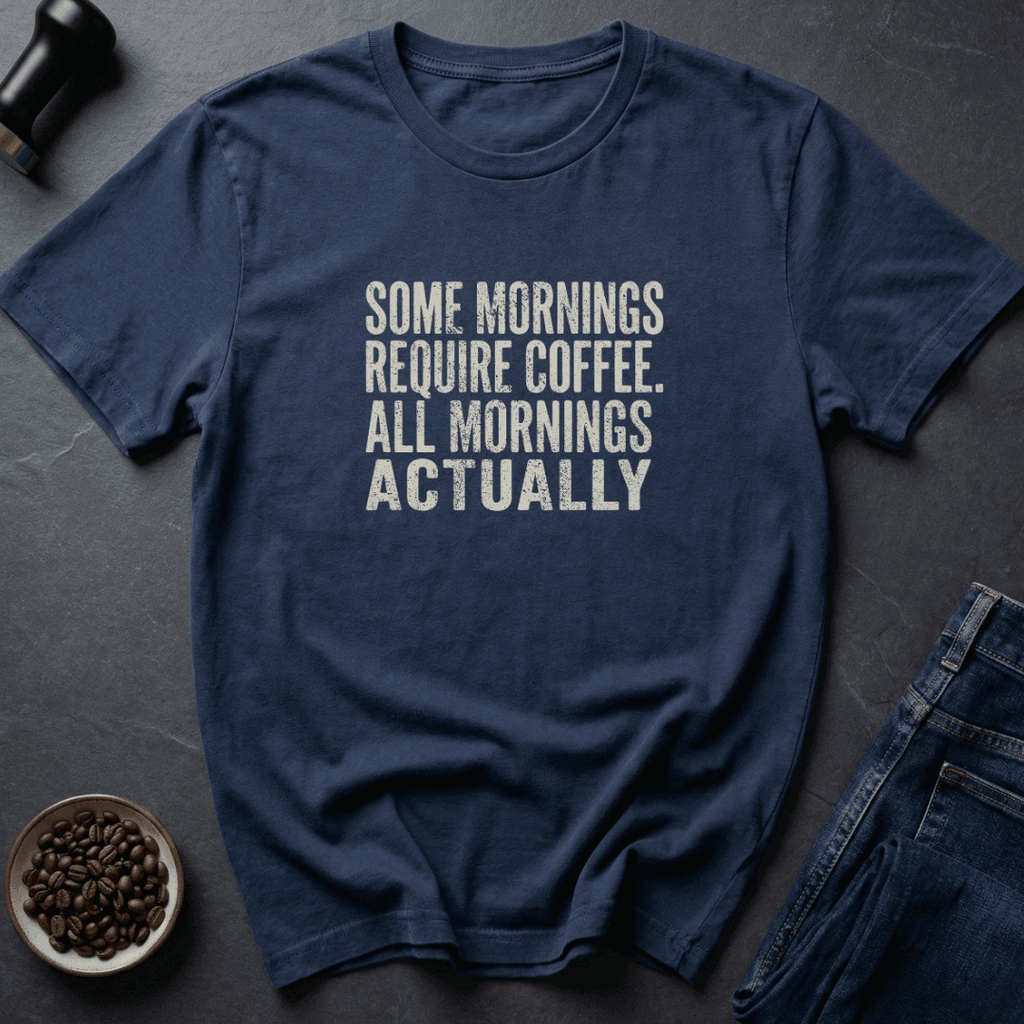 Coffee graphic All Mornings T-Shirt in Charcoal / S by Caffeine Dept