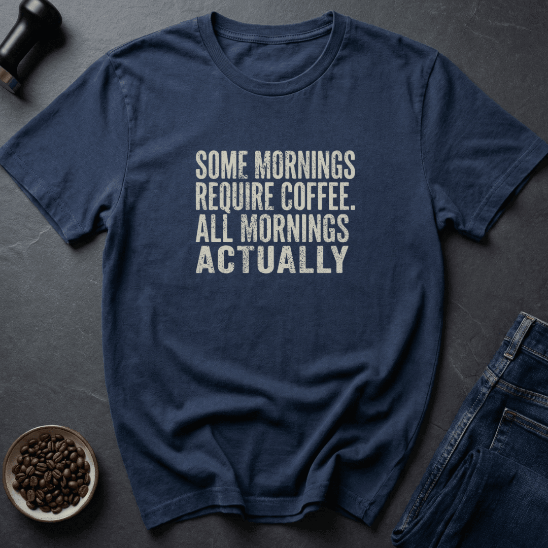 Coffee graphic All Mornings T-Shirt in Charcoal / S by Caffeine Dept