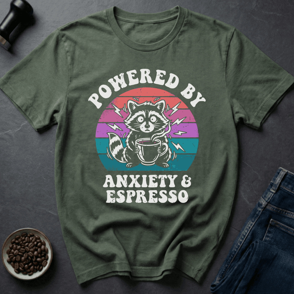 Coffee graphic Anxious Raccoon T-Shirt in Black / S by Caffeine Dept