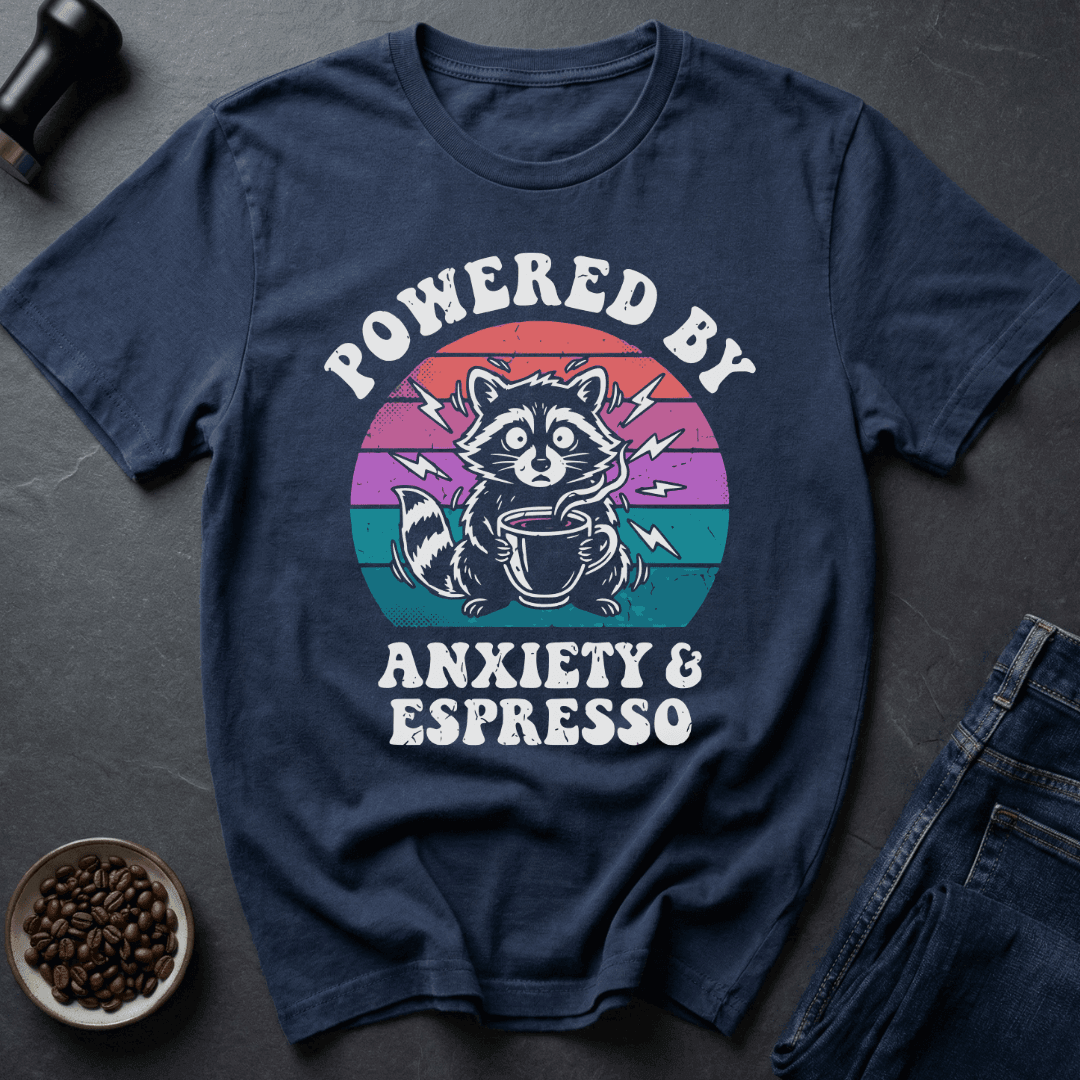 Coffee graphic Anxious Raccoon T-Shirt in Black / S by Caffeine Dept