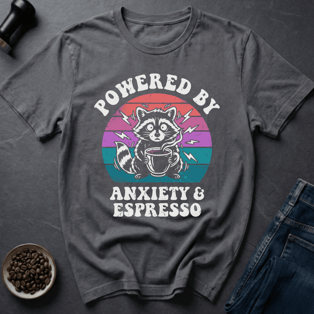 Coffee graphic Anxious Raccoon T-Shirt in Black / S by Caffeine Dept