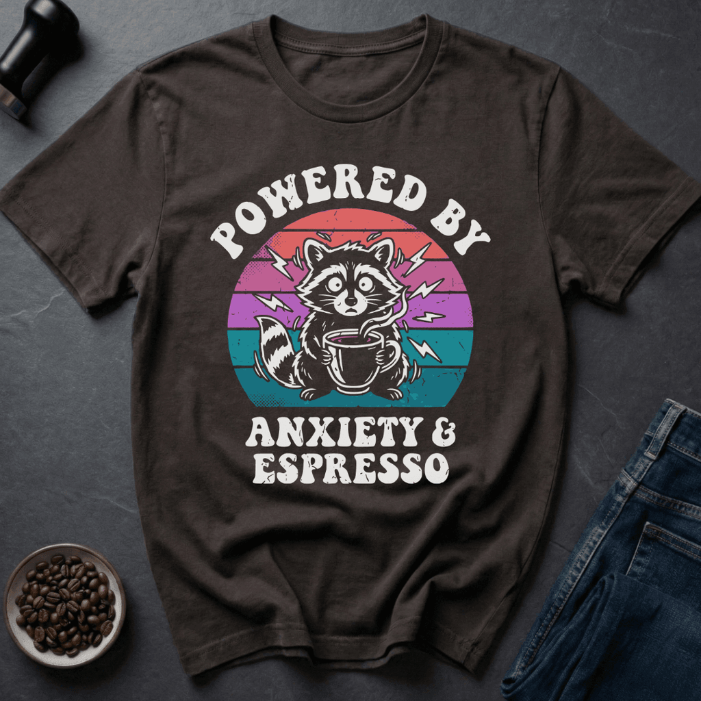 Coffee graphic Anxious Raccoon T-Shirt in Black / S by Caffeine Dept