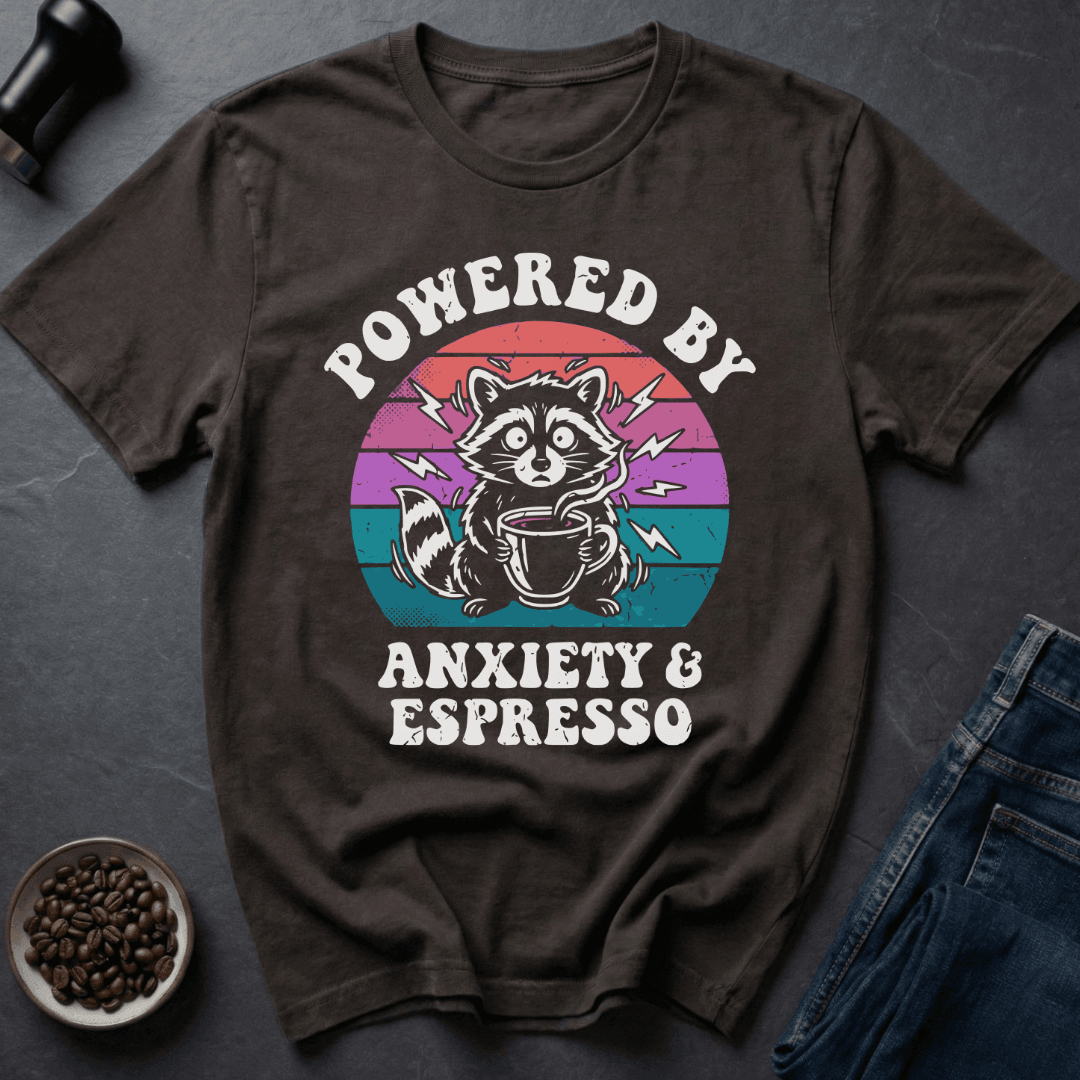Coffee graphic Anxious Raccoon T-Shirt in Black / S by Caffeine Dept