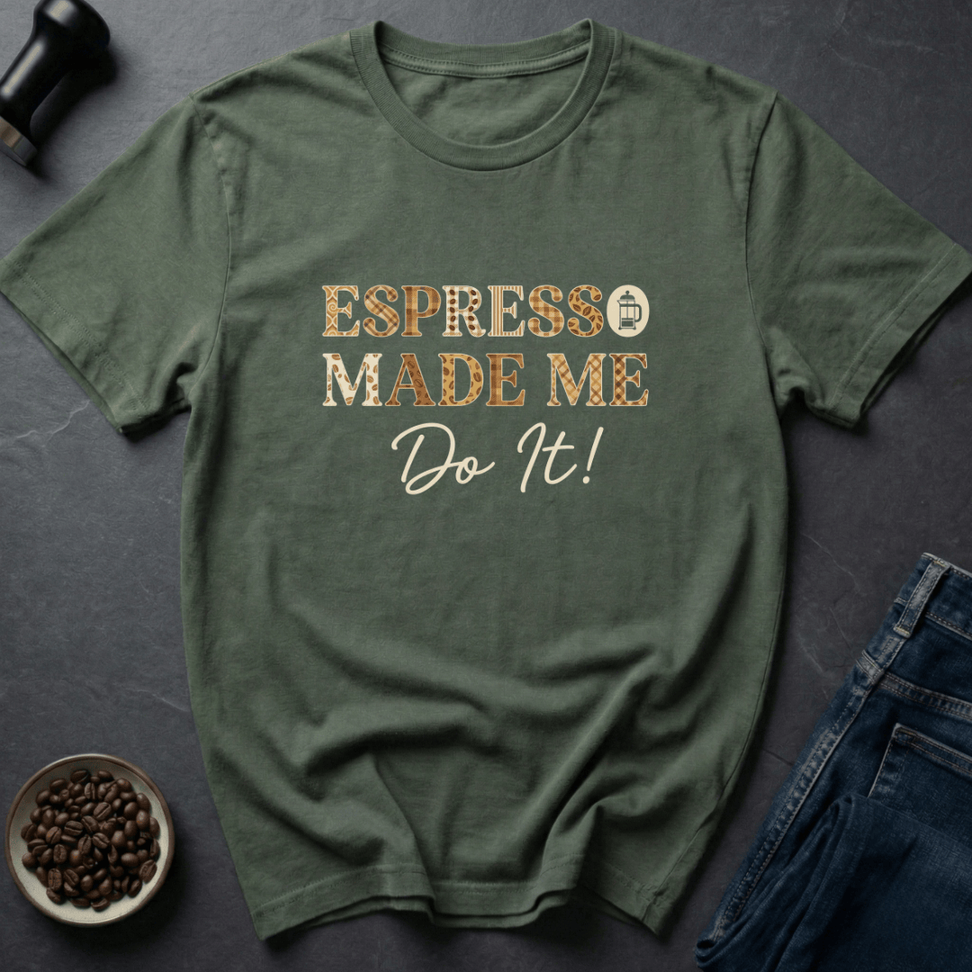 Coffee graphic Bean Blame T-Shirt in Military Green / S by Caffeine Dept