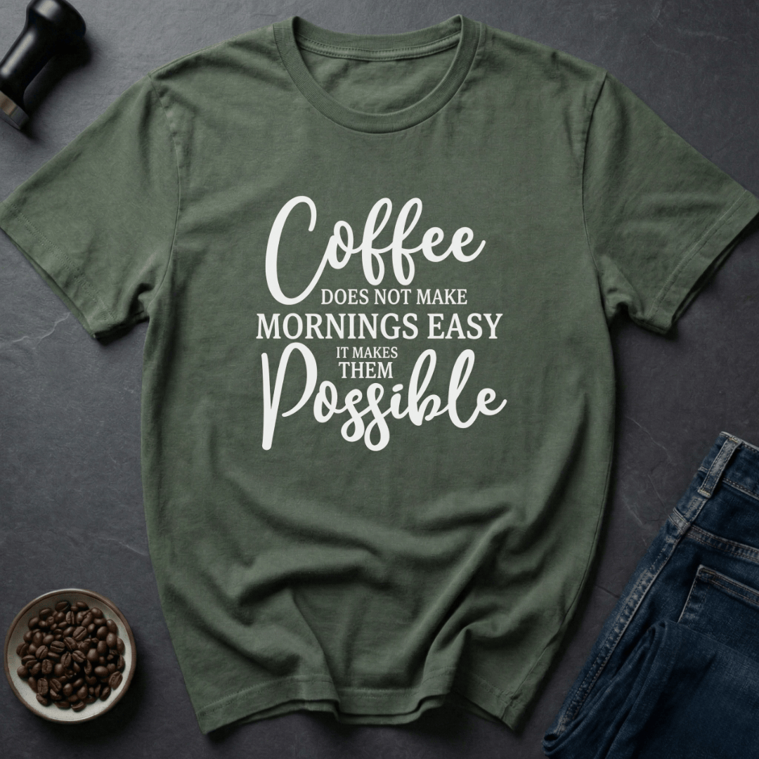 Coffee graphic Bean Powered T-Shirt in Military Green / S by Caffeine Dept
