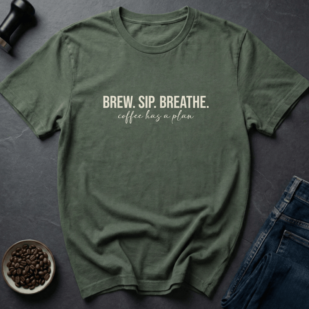 Coffee graphic Bean Wisdom T-Shirt in Military Green / S by Caffeine Dept
