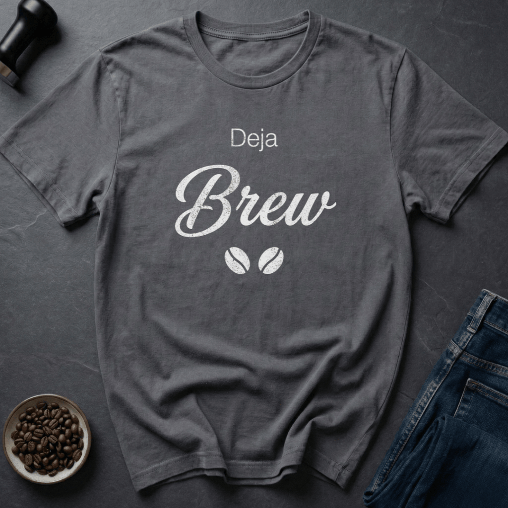 Coffee graphic Been Here Before T-Shirt in Charcoal / S by Caffeine Dept