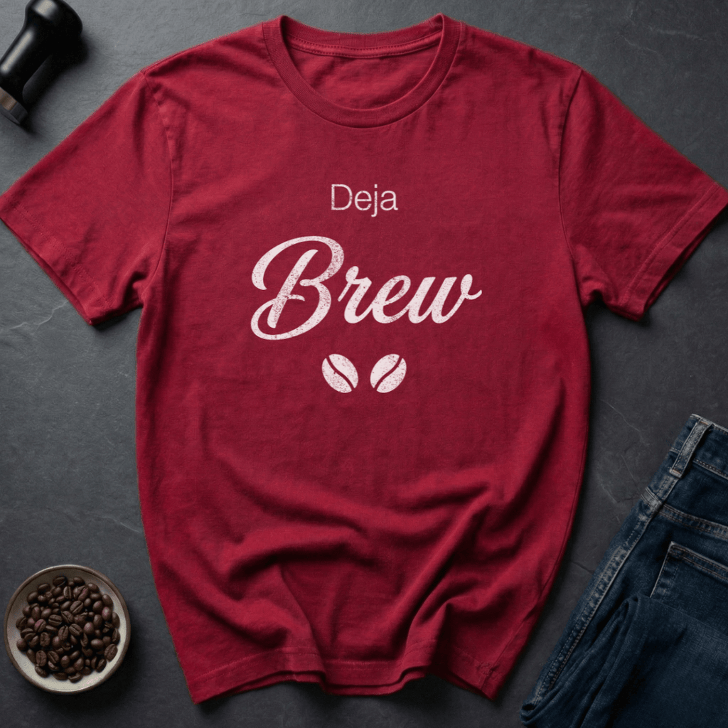 Coffee graphic Been Here Before T-Shirt in Heather Red / S by Caffeine Dept