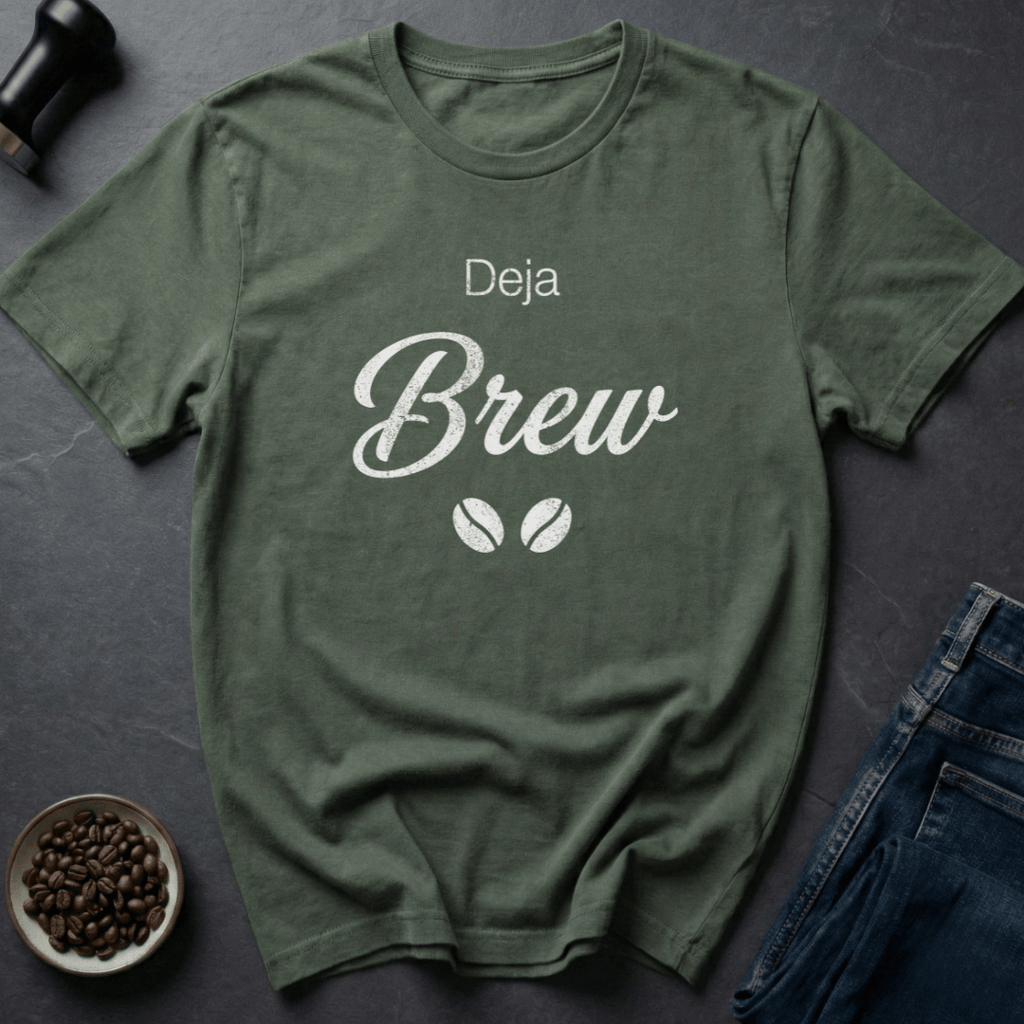 Coffee graphic Been Here Before T-Shirt in Military Green / S by Caffeine Dept