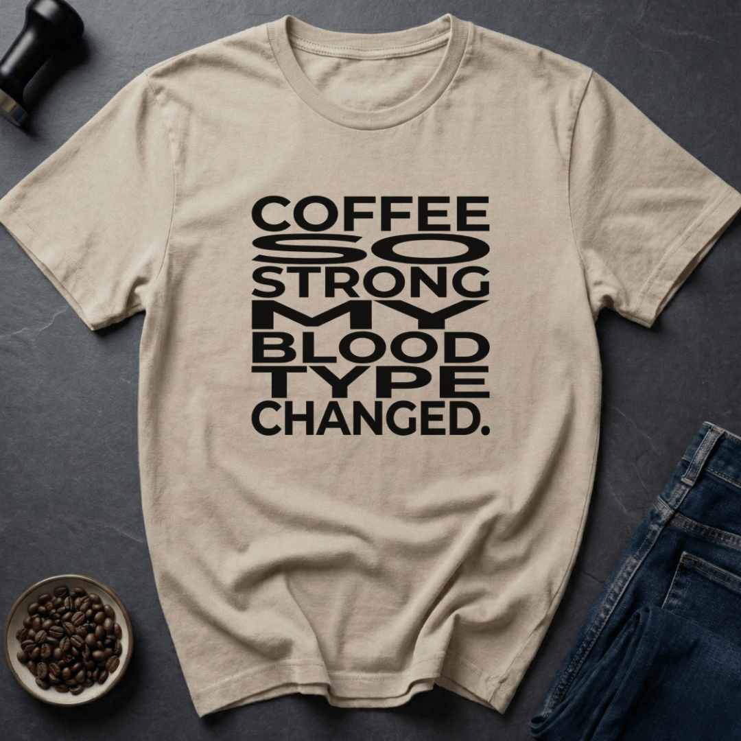 Coffee graphic Blood Type T-Shirt in Sand / S by Caffeine Dept