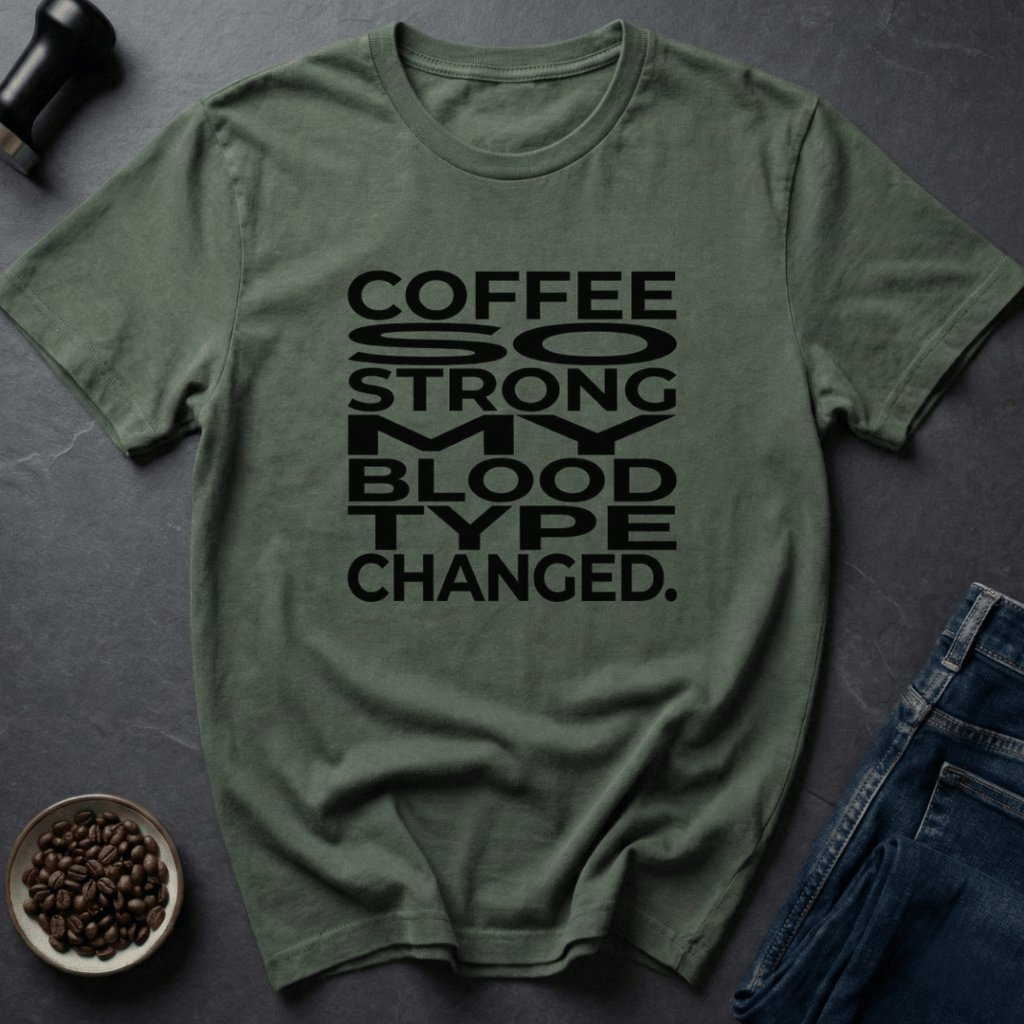 Coffee graphic Blood Type T-Shirt in Sand / S by Caffeine Dept