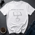 Coffee graphic Books & Coffee T-Shirt in Light Blue / S by Caffeine Dept