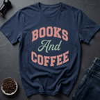 Coffee graphic Books & Coffee T-Shirt in Navy / S by Caffeine Dept