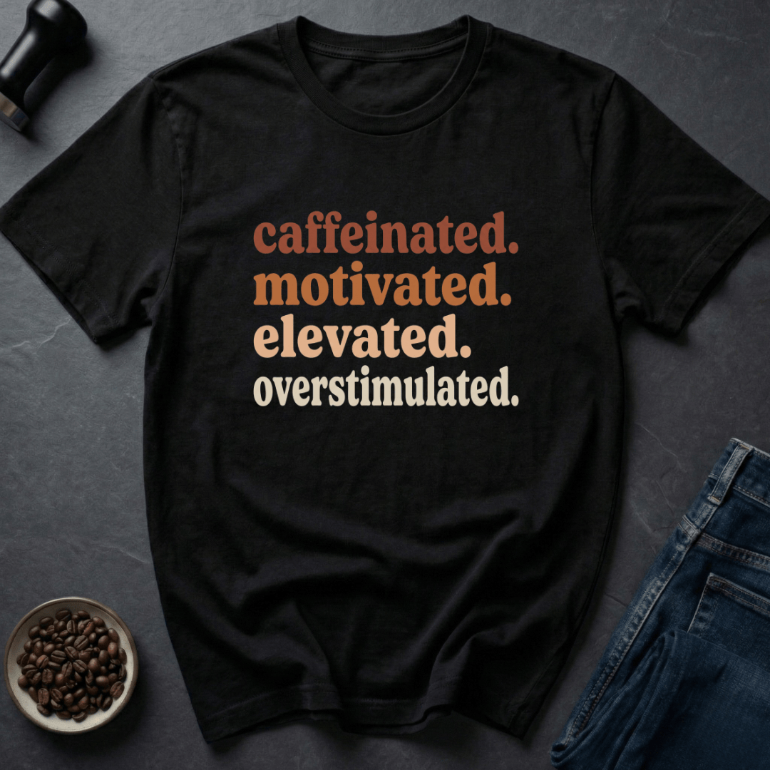 Coffee graphic Brain Static T-Shirt in Black / S by Caffeine Dept