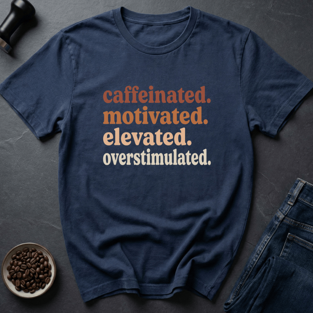 Coffee graphic Brain Static T-Shirt in Navy / S by Caffeine Dept