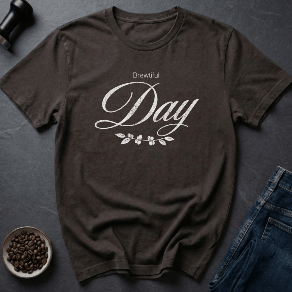 Coffee graphic Brew Beautiful T-Shirt in Dark Chocolate / S by Caffeine Dept