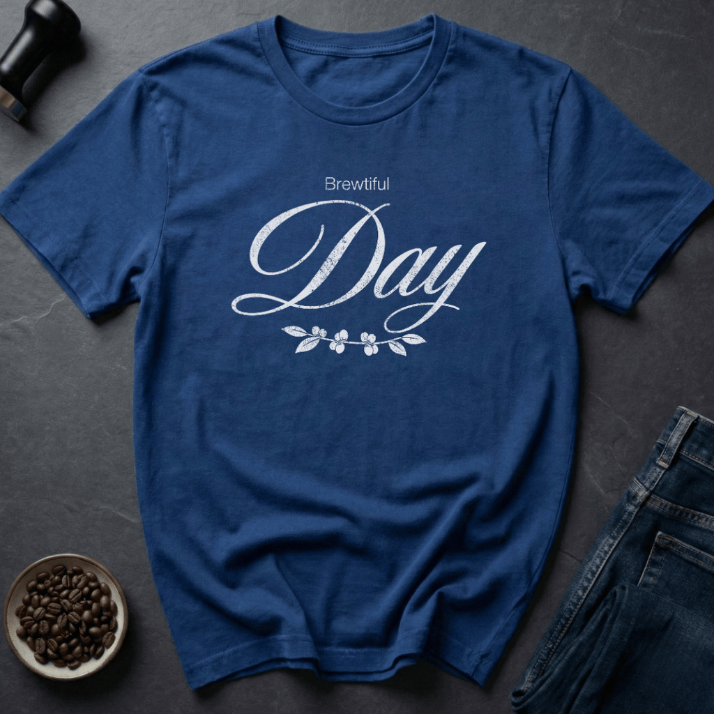 Coffee graphic Brew Beautiful T-Shirt in Royal / S by Caffeine Dept