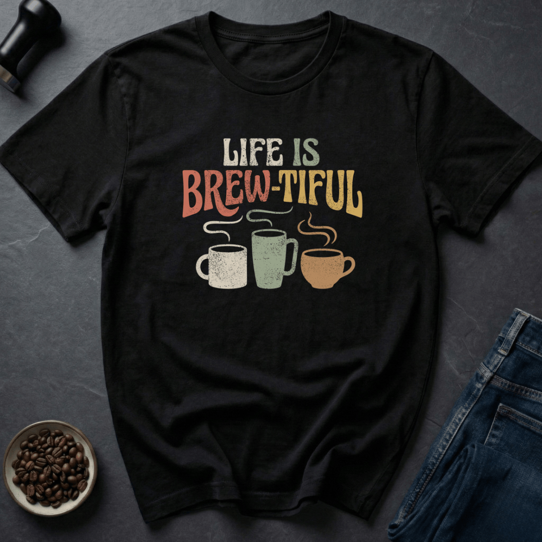 Coffee graphic Brew Beautiful T-Shirt in Black / S by Caffeine Dept