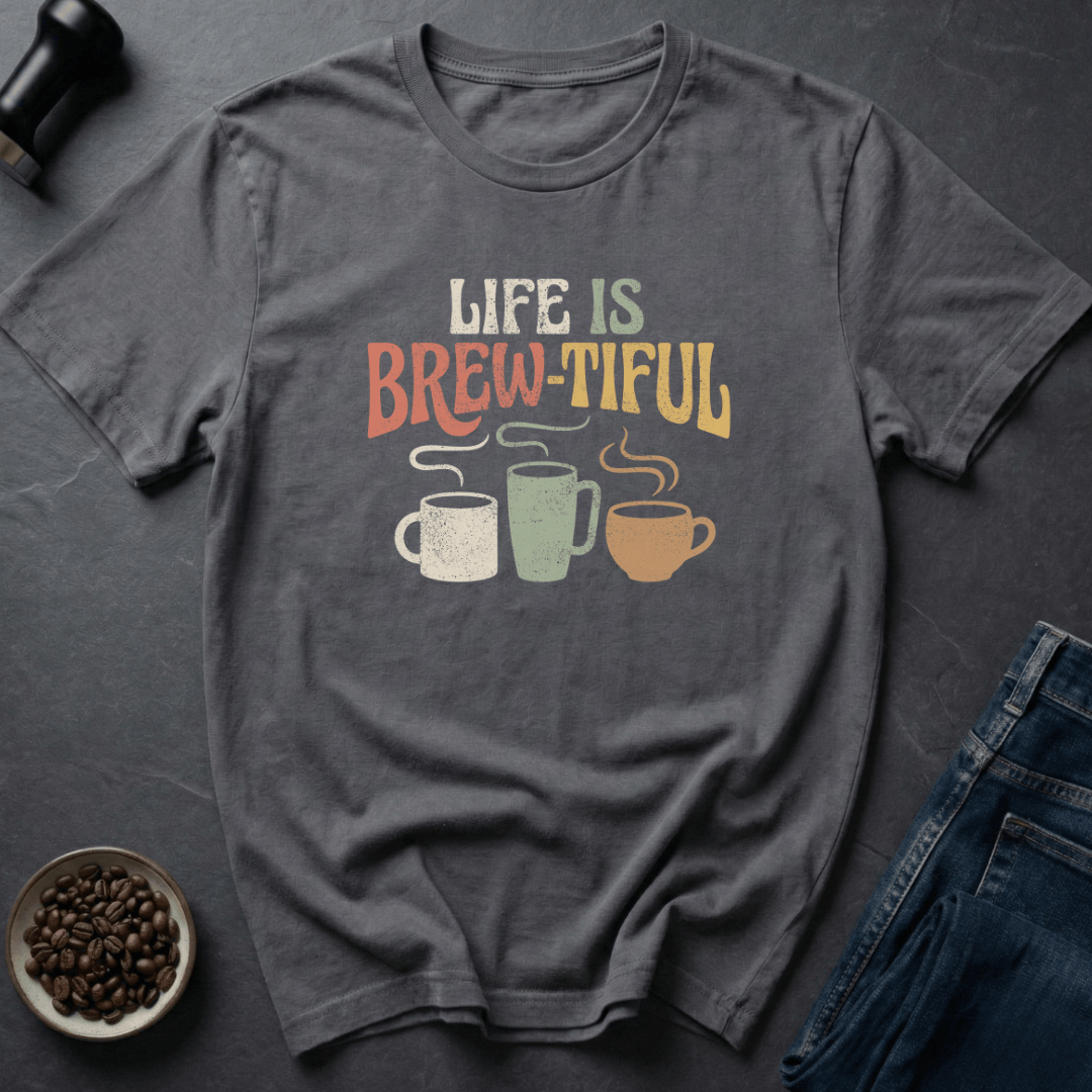 Coffee graphic Brew Beautiful T-Shirt in Charcoal / S by Caffeine Dept