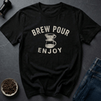 Coffee graphic Brew Pour T-Shirt in Black / S by Caffeine Dept
