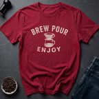 Coffee graphic Brew Pour T-Shirt in Heather Red / S by Caffeine Dept