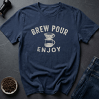 Coffee graphic Brew Pour T-Shirt in Navy / S by Caffeine Dept
