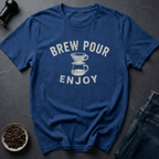 Coffee graphic Brew Pour T-Shirt in Royal / S by Caffeine Dept