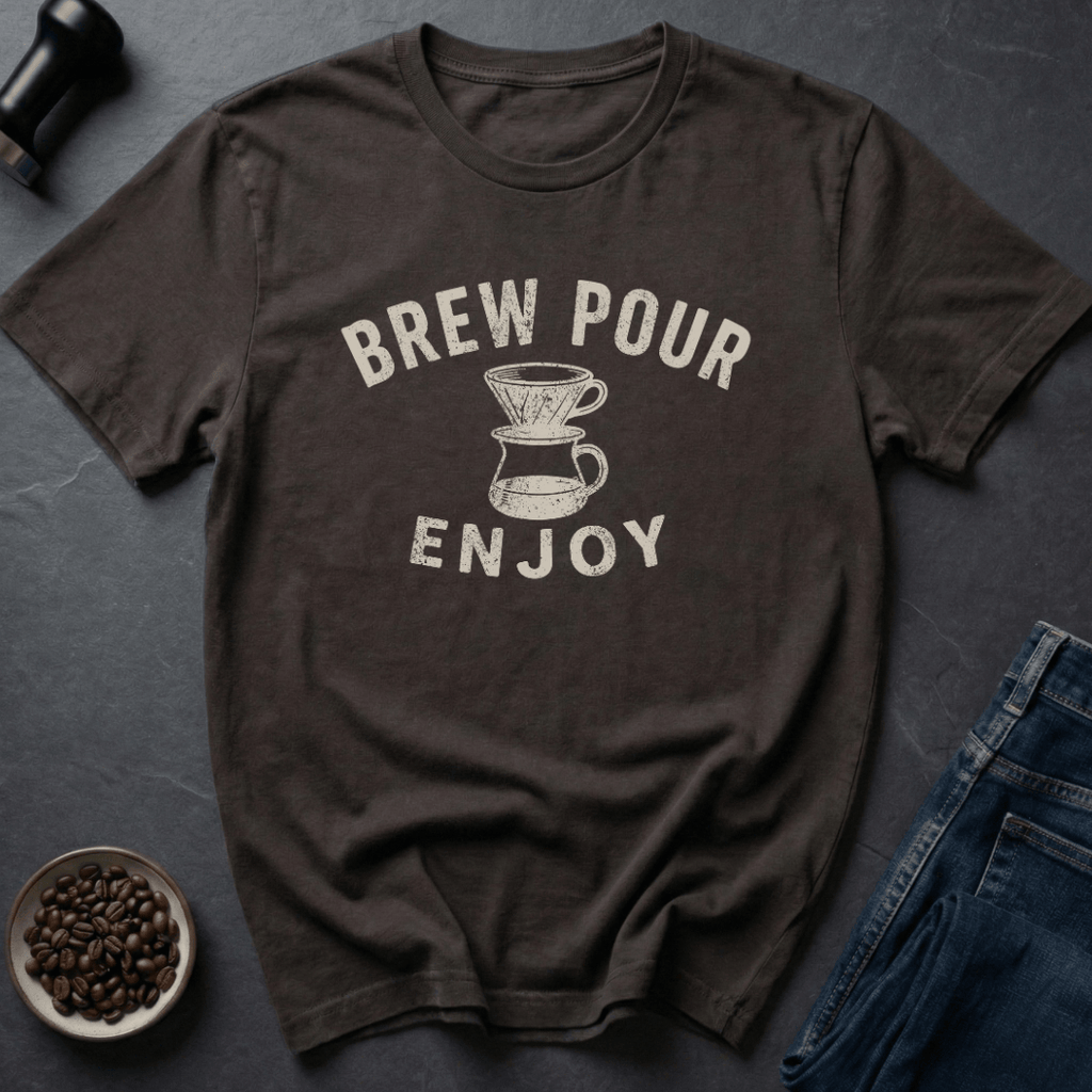 Coffee graphic Brew Pour T-Shirt in Dark Chocolate / S by Caffeine Dept