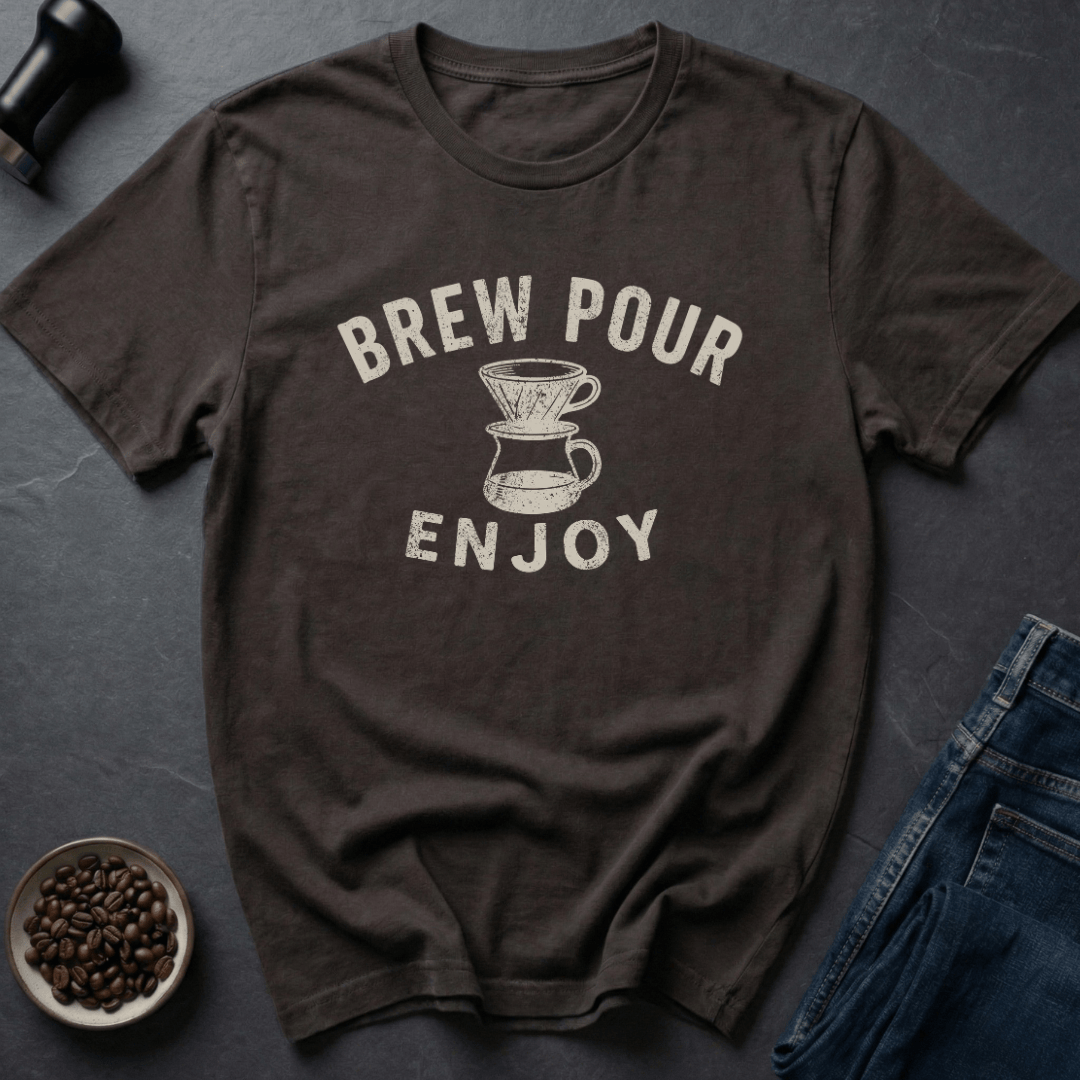 Coffee graphic Brew Pour T-Shirt in Dark Chocolate / S by Caffeine Dept