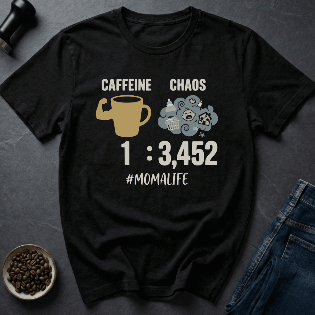 Coffee graphic Busy Mom T-Shirt in Military Green / S by Caffeine Dept