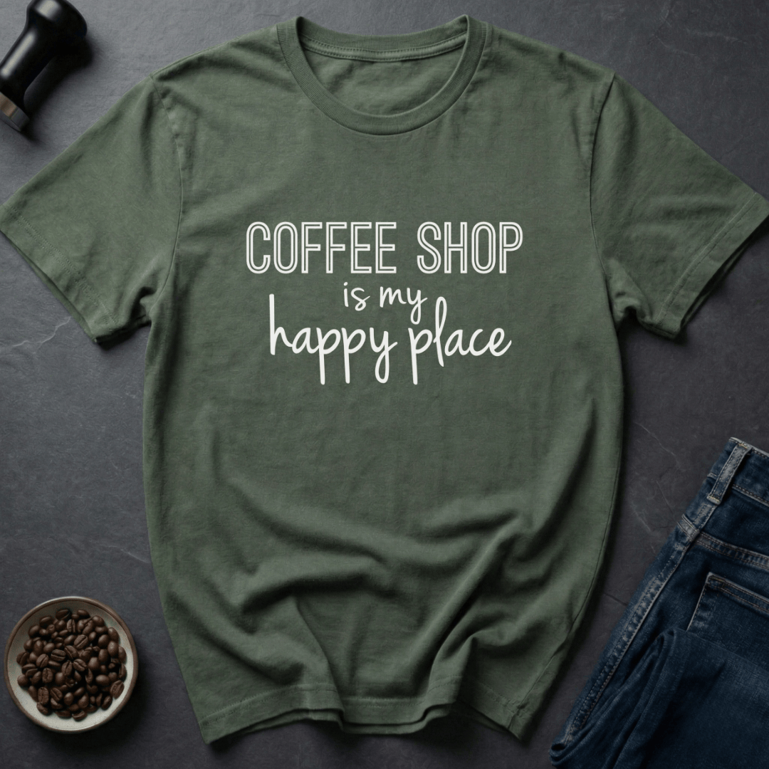 Coffee graphic Cafe Dweller T-Shirt in Military Green / S by Caffeine Dept