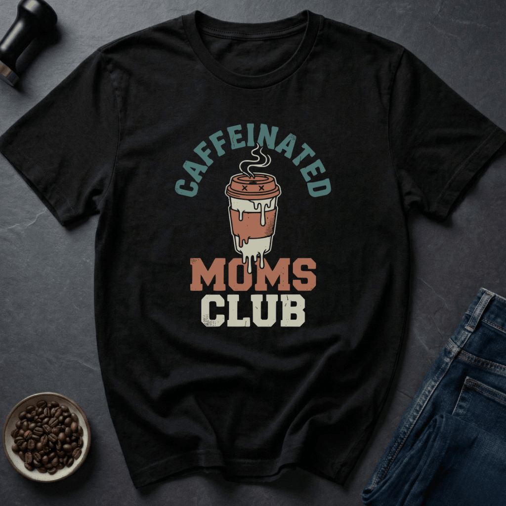 Coffee graphic Caffeinated Moms T-Shirt in Military Green / S by Caffeine Dept