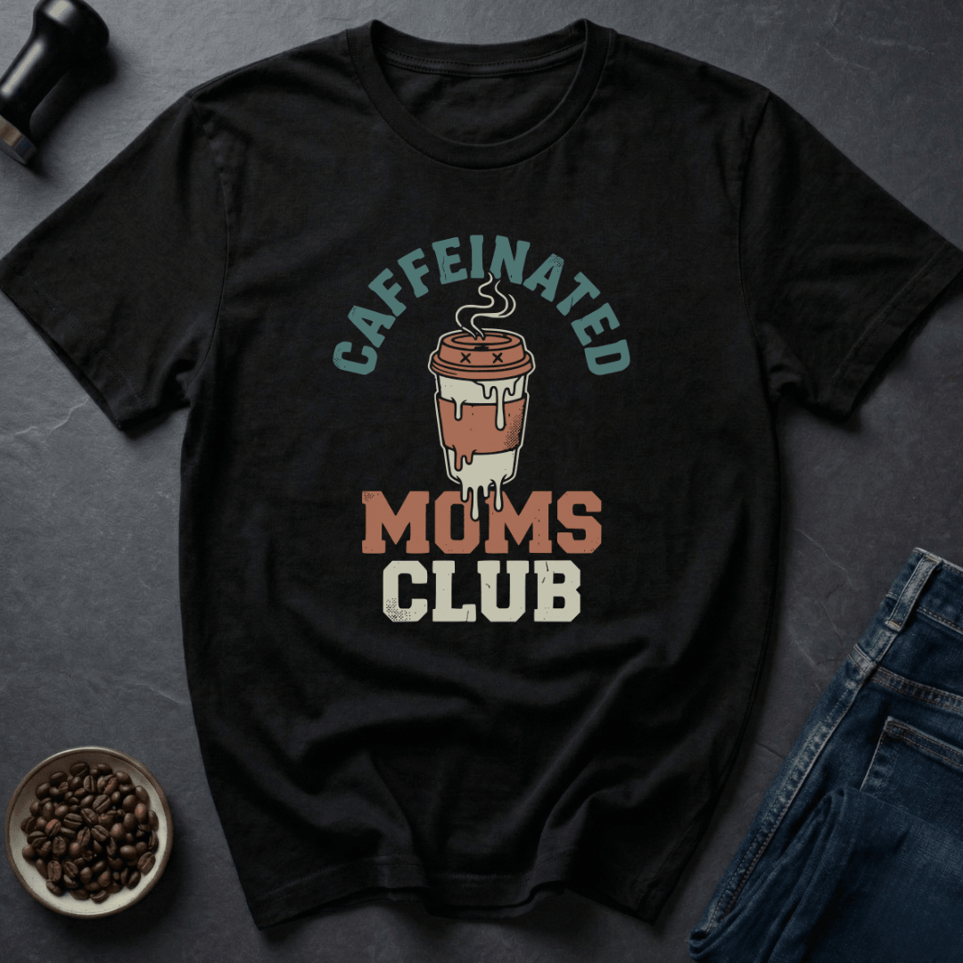 Coffee graphic Caffeinated Moms T-Shirt in Military Green / S by Caffeine Dept