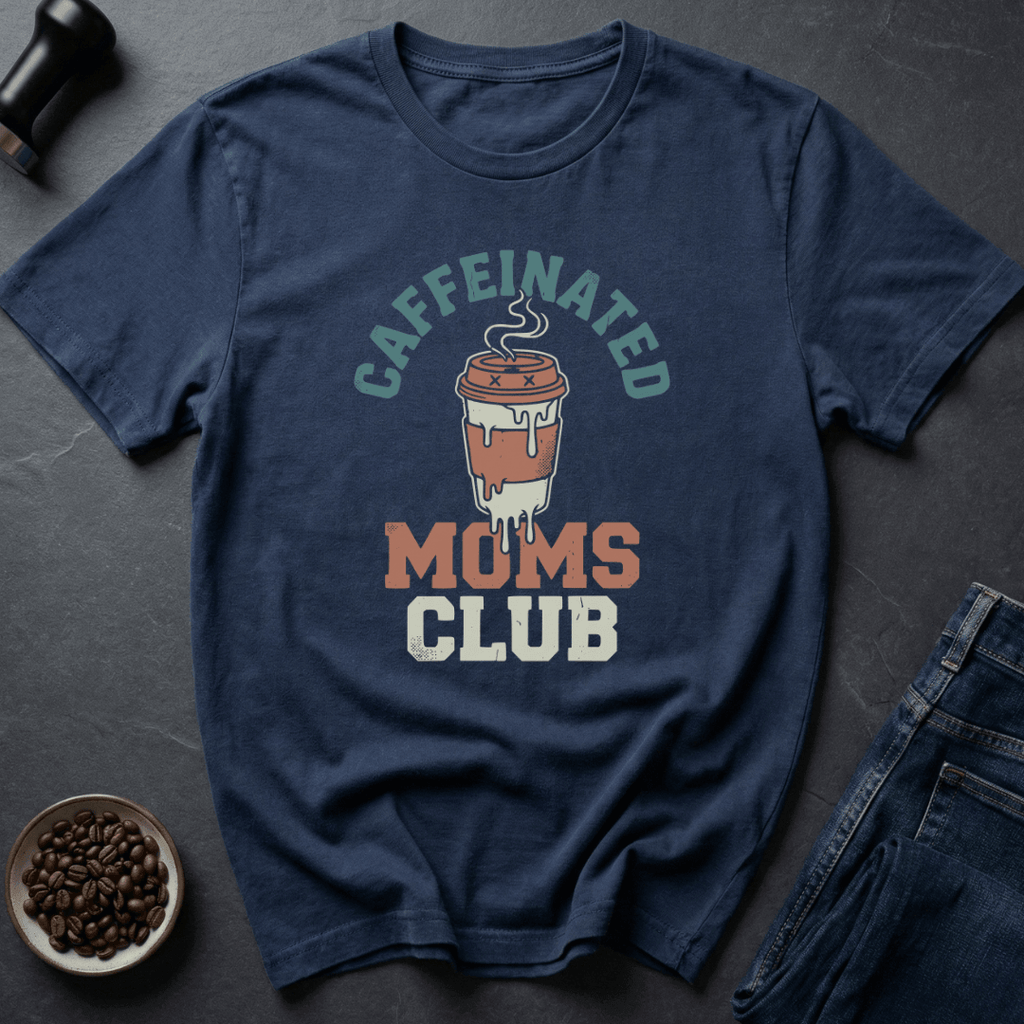 Coffee graphic Caffeinated Moms T-Shirt in Military Green / S by Caffeine Dept