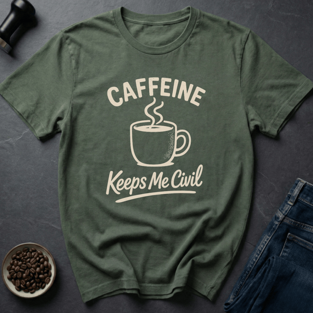 Coffee graphic Caffeine Civilizer T-Shirt in Military Green / S by Caffeine Dept