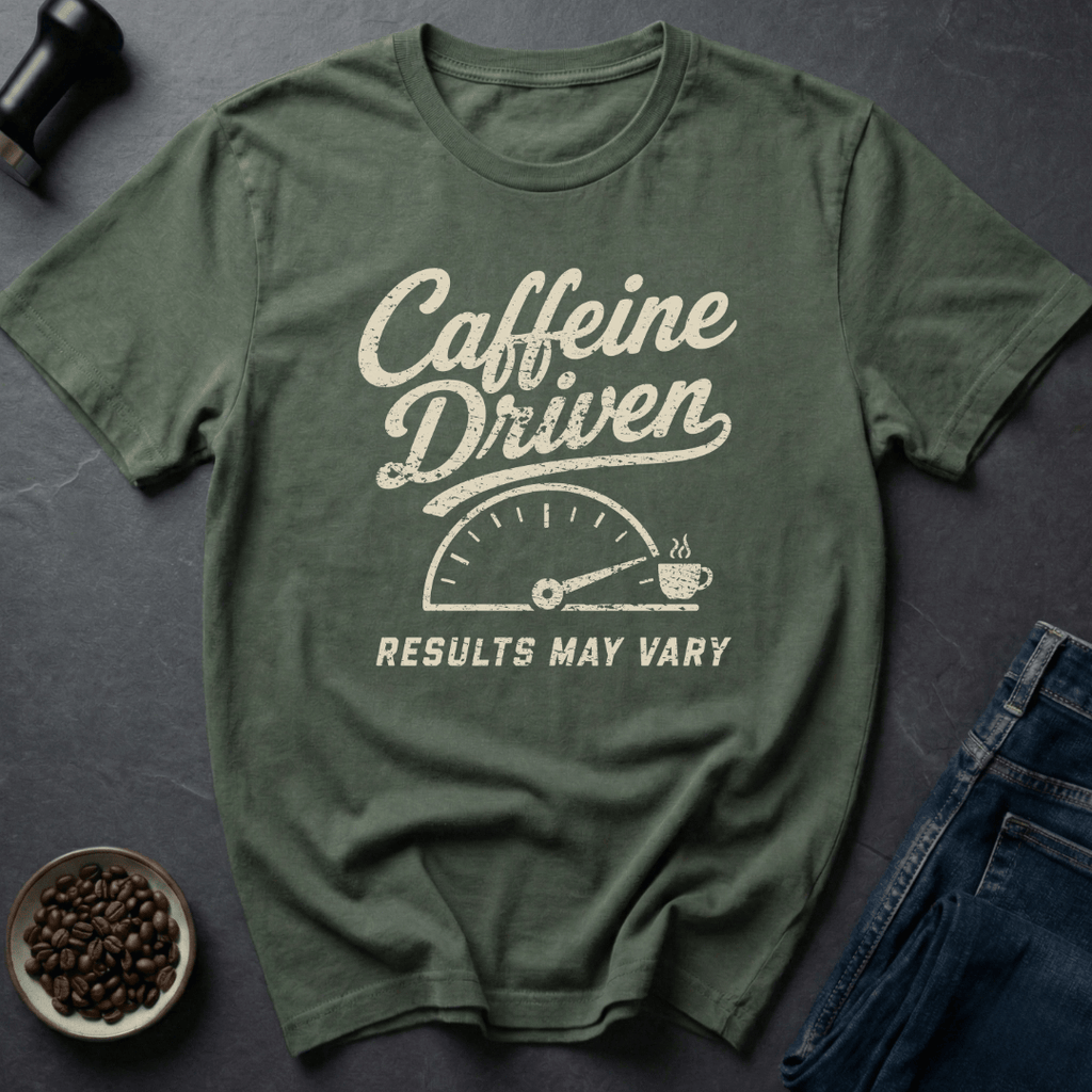Coffee graphic Caffeine Driven T-Shirt in Military Green / S by Caffeine Dept