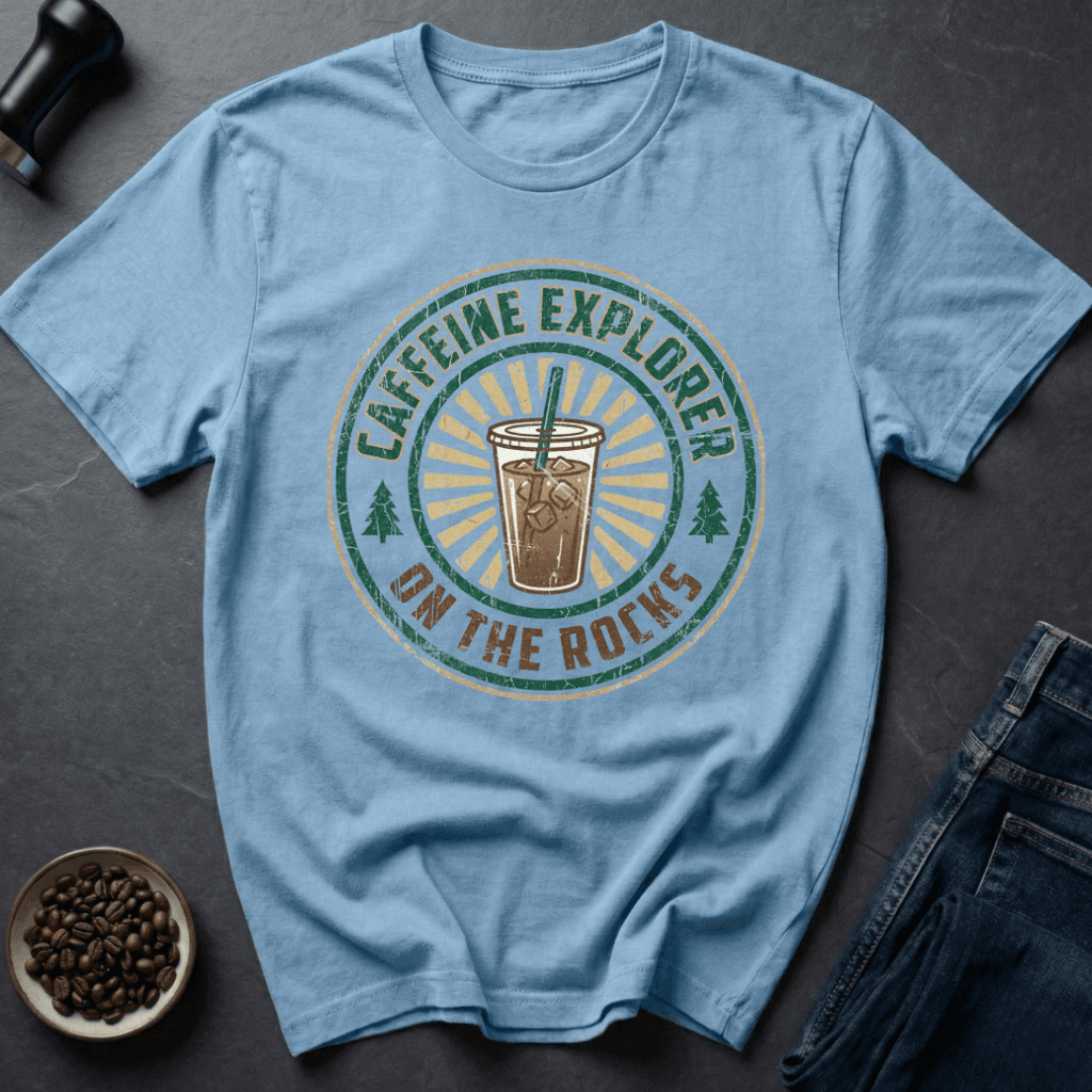 Coffee graphic Caffeine Explorer T-Shirt in Light Blue / S by Caffeine Dept