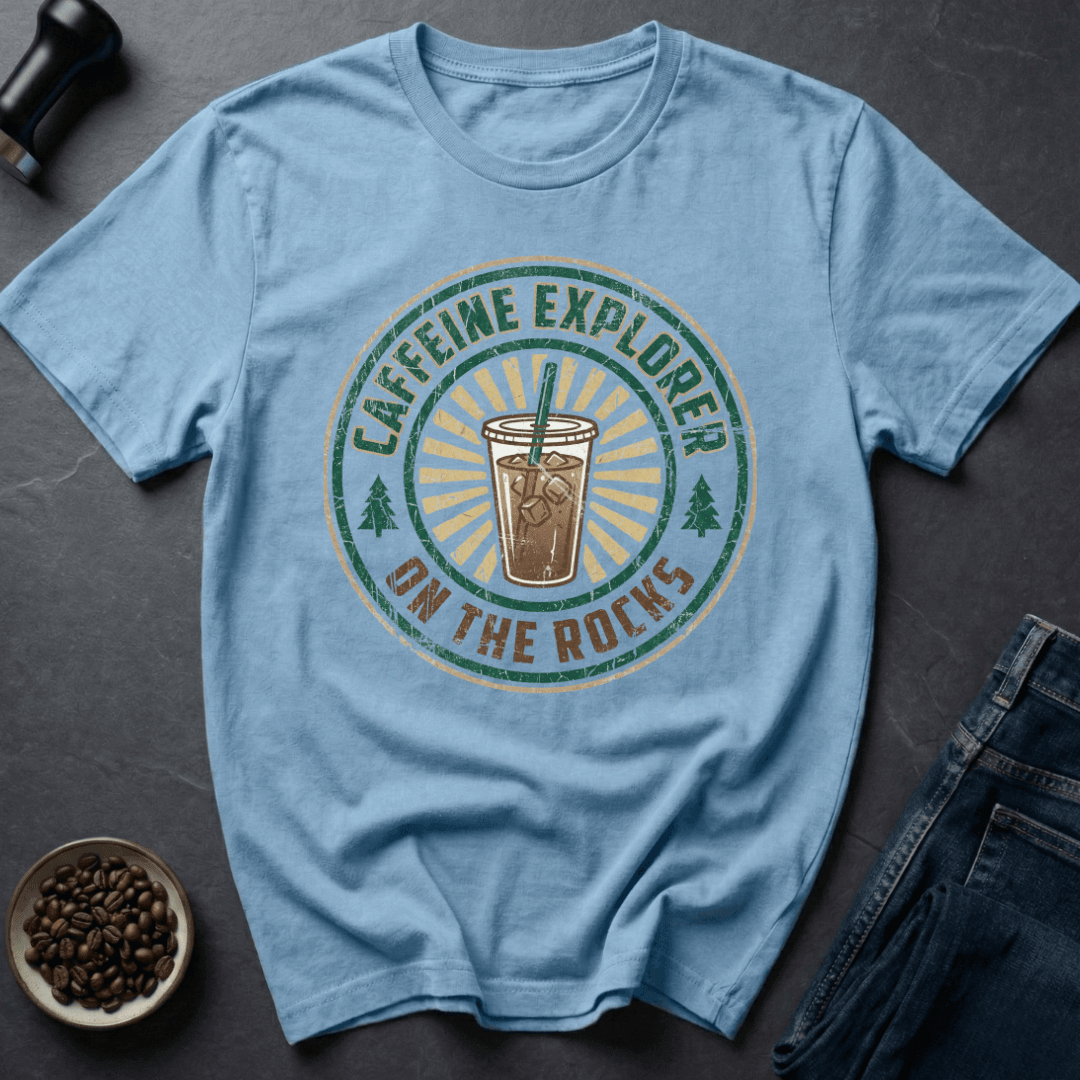 Coffee graphic Caffeine Explorer T-Shirt in Light Blue / S by Caffeine Dept