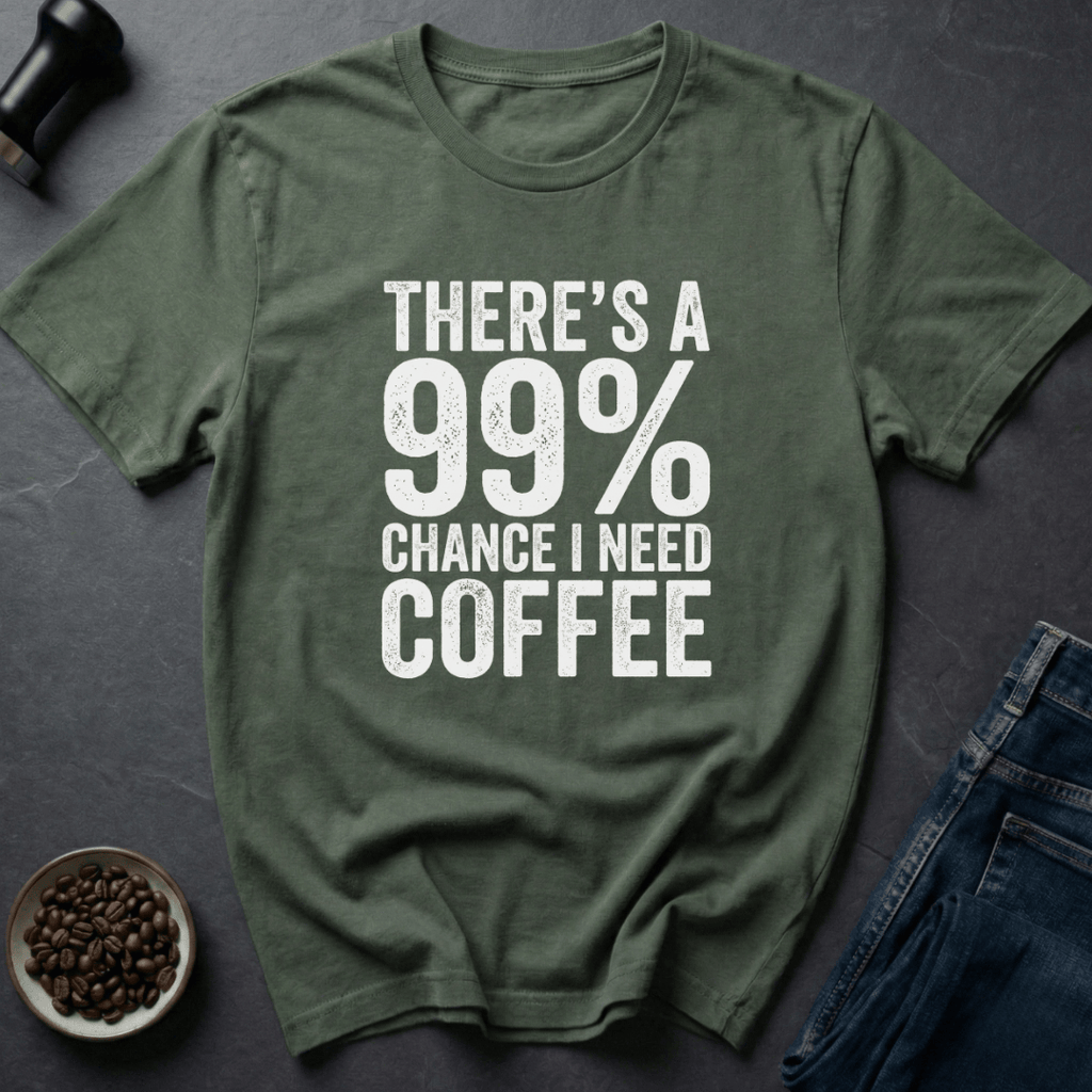Coffee graphic Caffeine Forecast T-Shirt in Military Green / S by Caffeine Dept