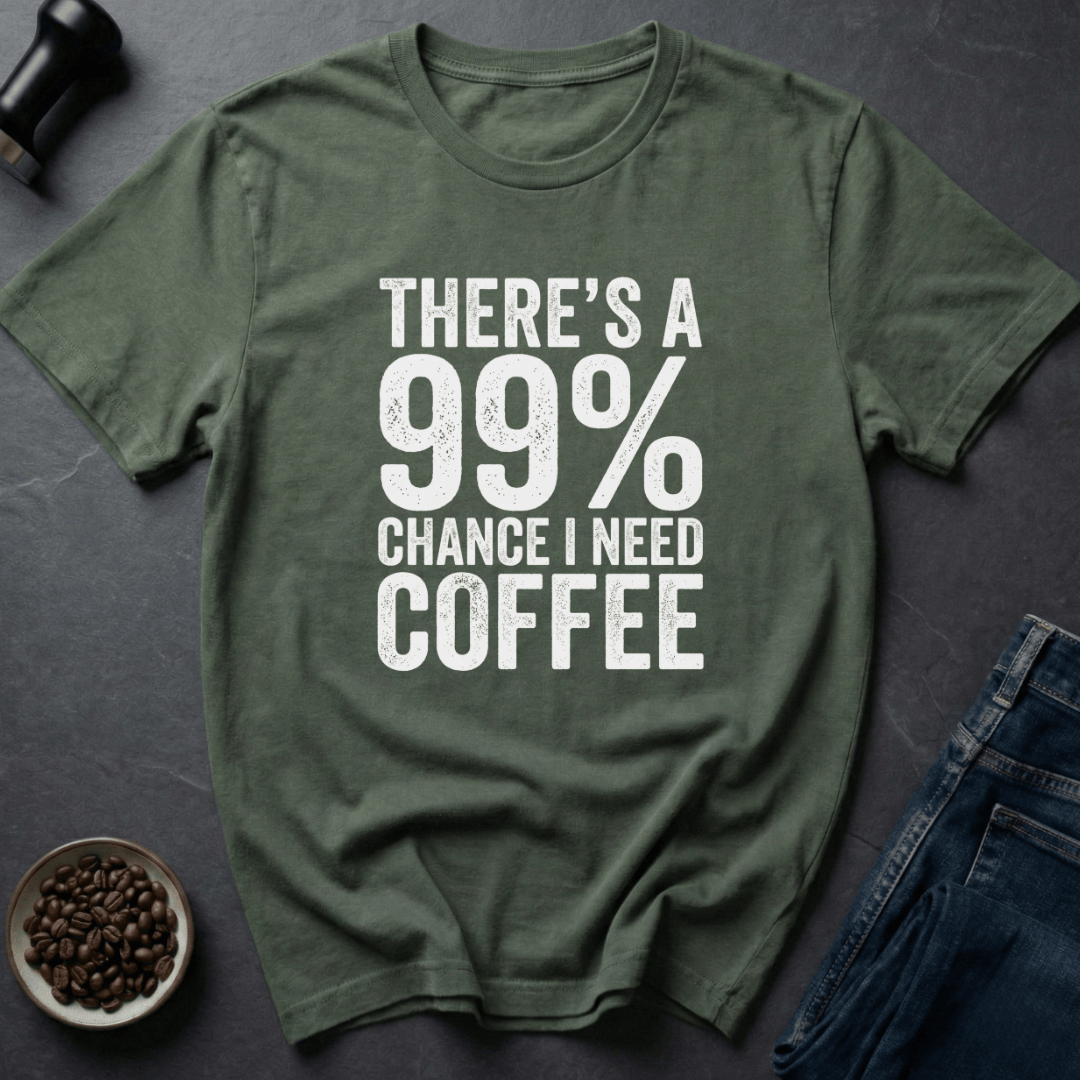 Coffee graphic Caffeine Forecast T-Shirt in Military Green / S by Caffeine Dept
