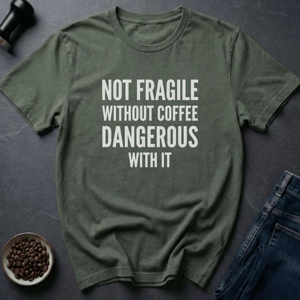 Coffee graphic Caffeine Hazard T-Shirt in Military Green / S by Caffeine Dept