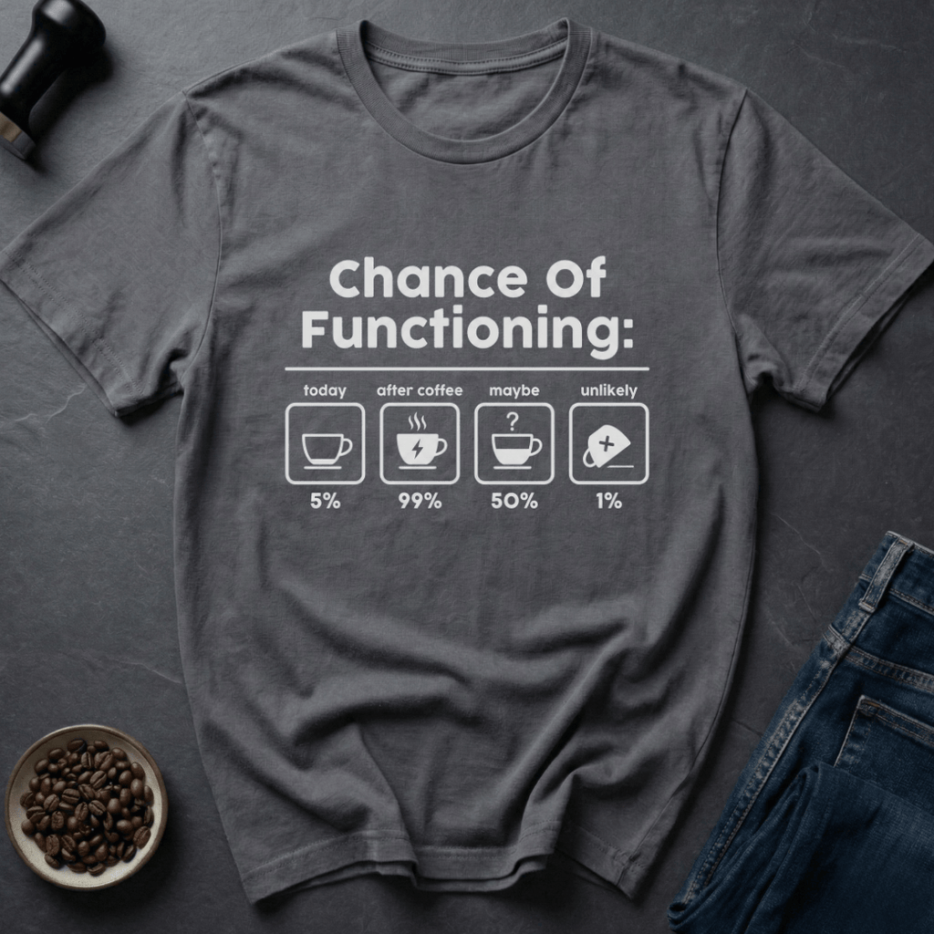 Coffee graphic Caffeine Odds T-Shirt in Charcoal / S by Caffeine Dept